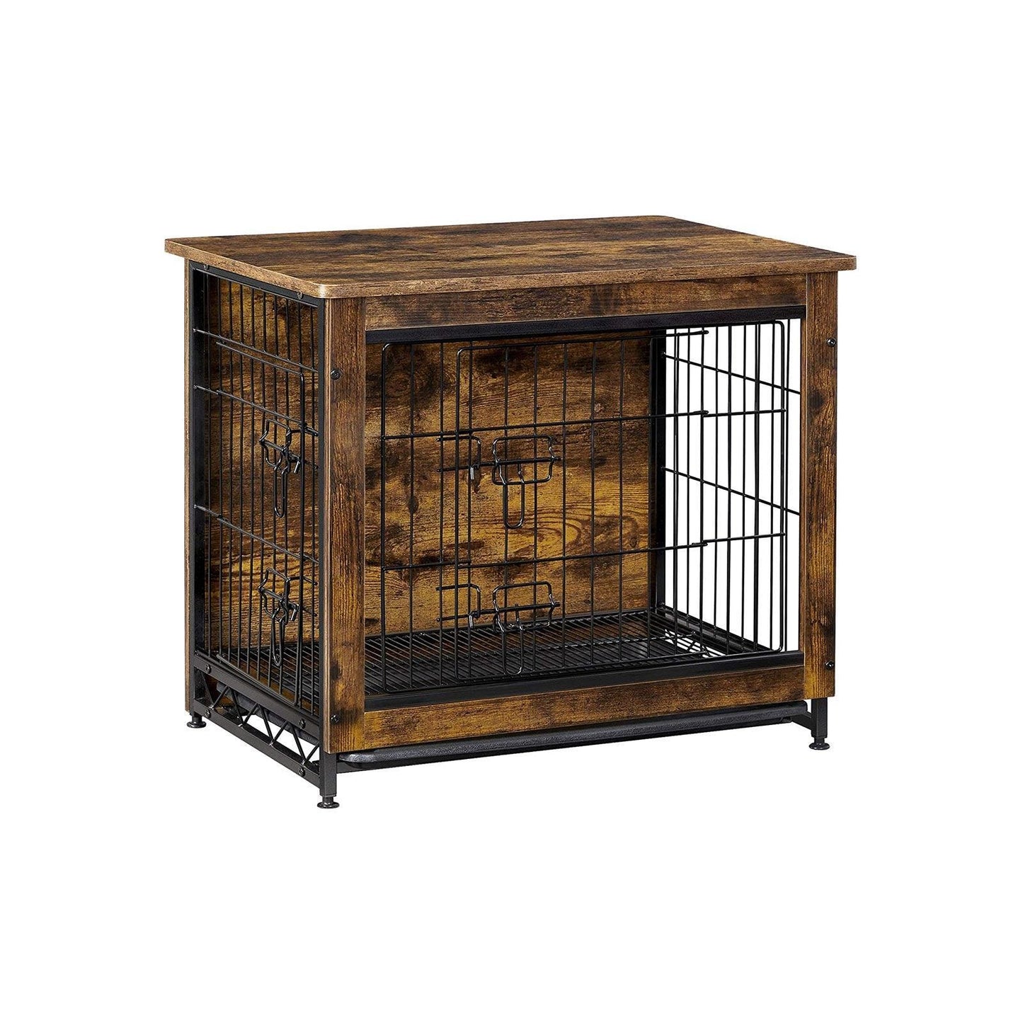 Brown & Black Wooden Dog Crate with Removable Tray Single Door FredCo