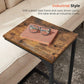 Brown C-Shaped Side Table with Metal Frame FredCo