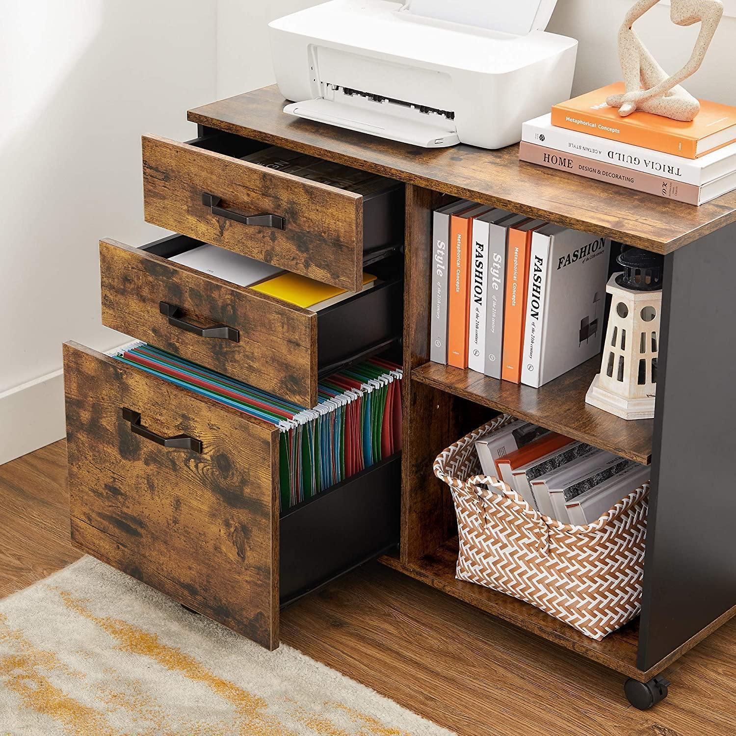 Brown File Cabinet with Storage Compartment FredCo