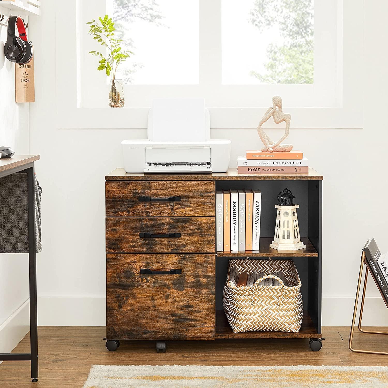 Brown File Cabinet with Storage Compartment FredCo