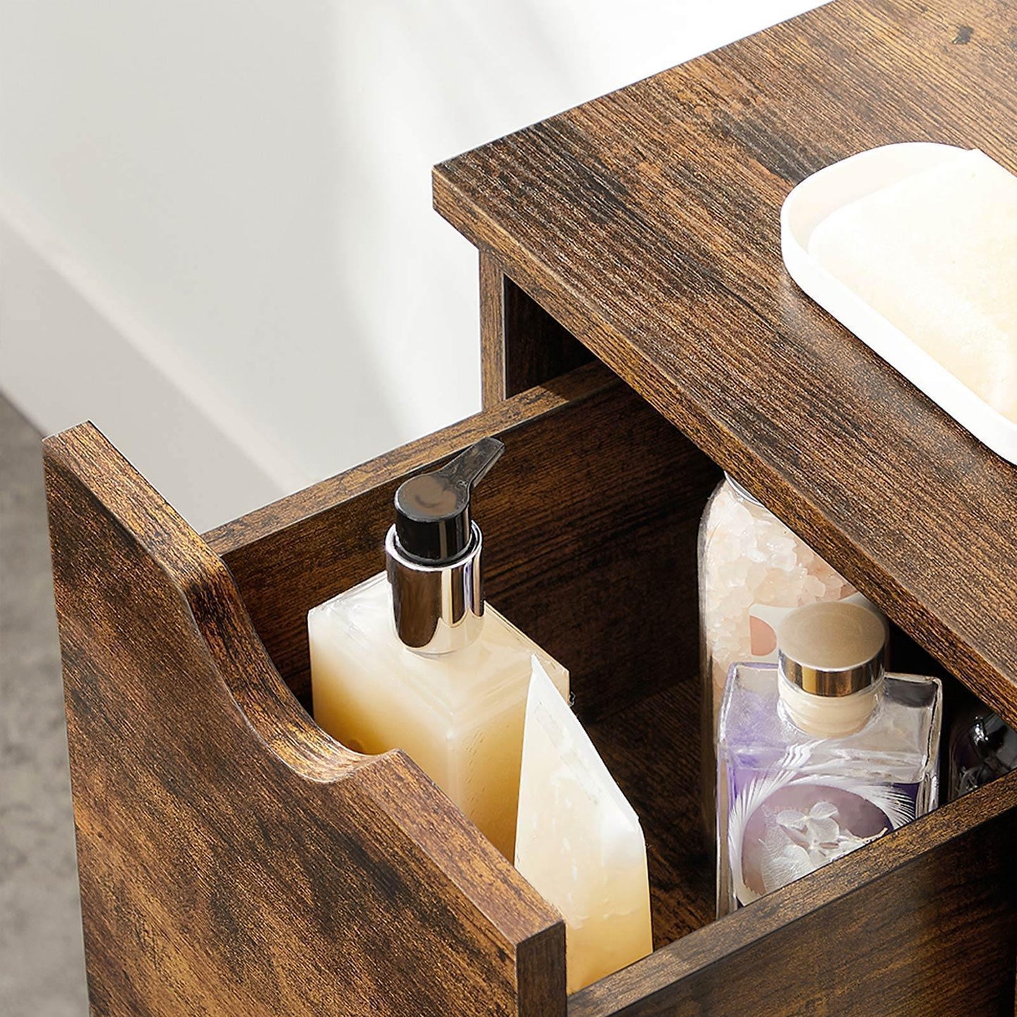 Brown Floor Standing Bathroom Cabinet with 3 Drawers FredCo