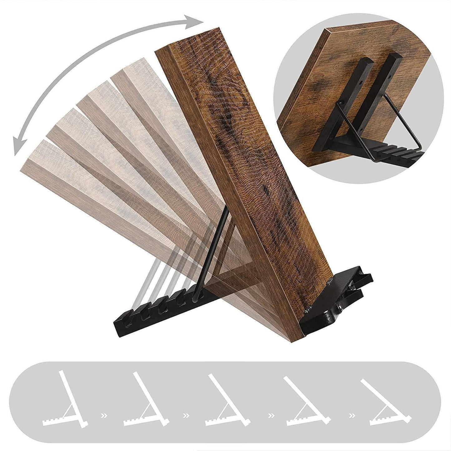 Brown Foldable Book Holder with Clips FredCo