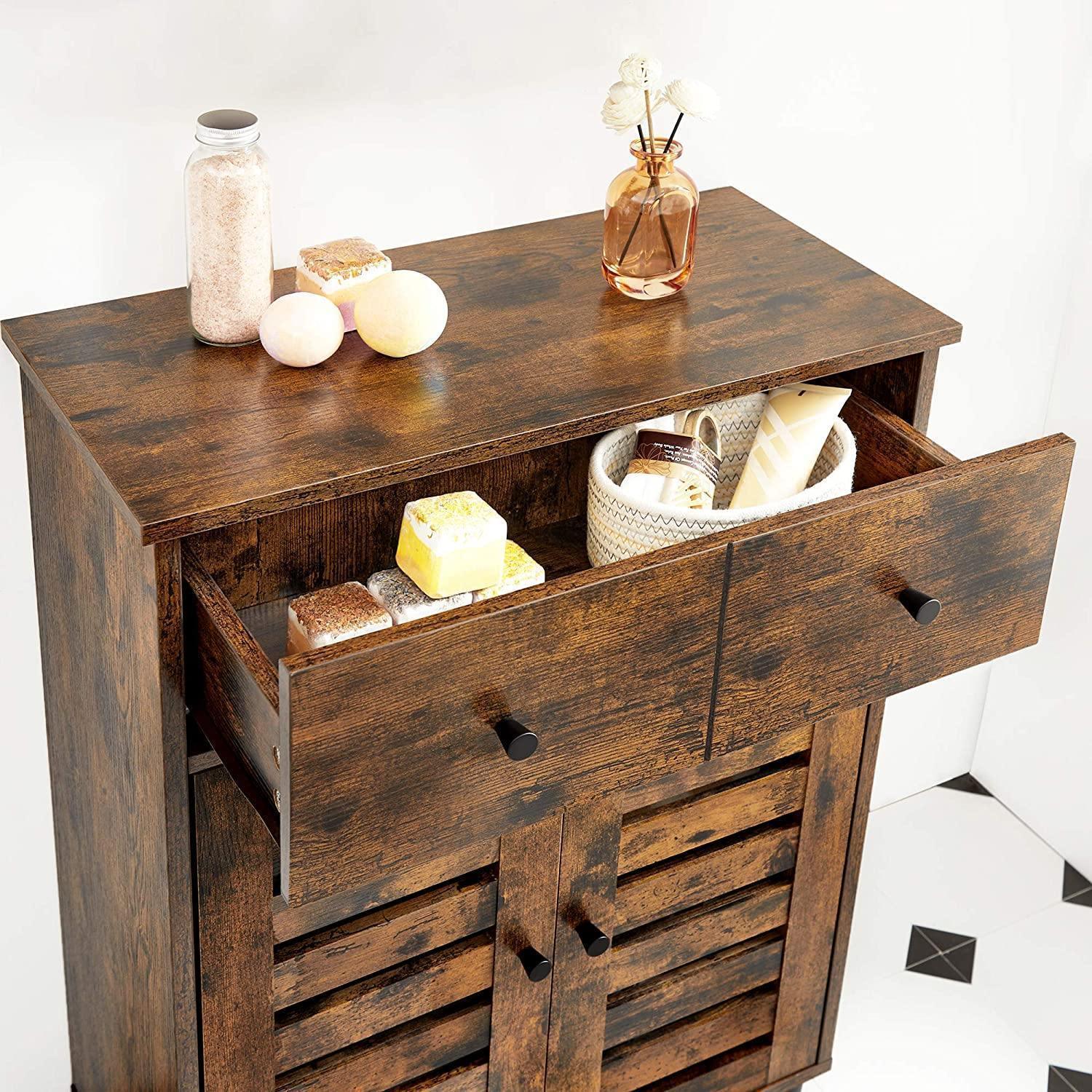 Brown Free Standing Bathroom Storage Cabinet with Drawer FredCo