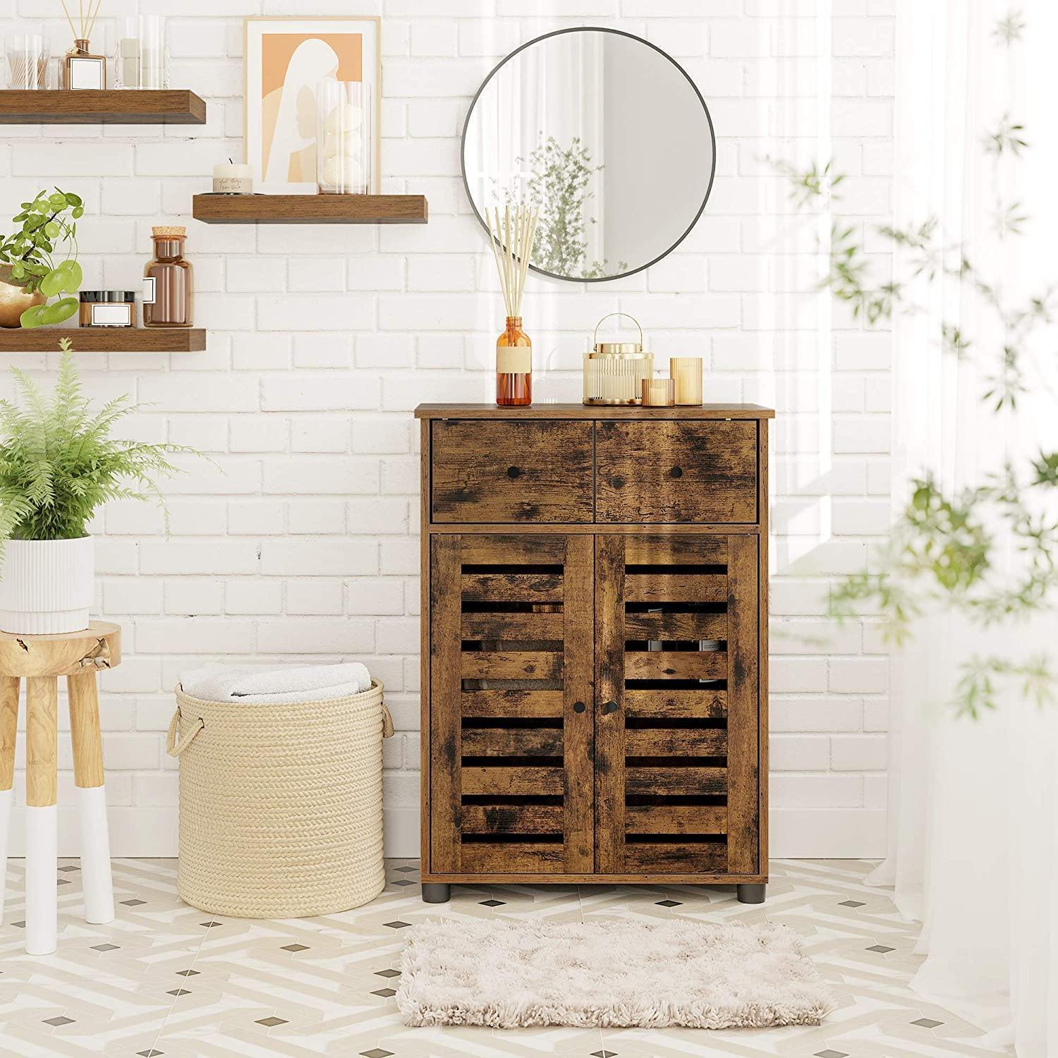 Brown Free Standing Bathroom Storage Cabinet with Drawer FredCo