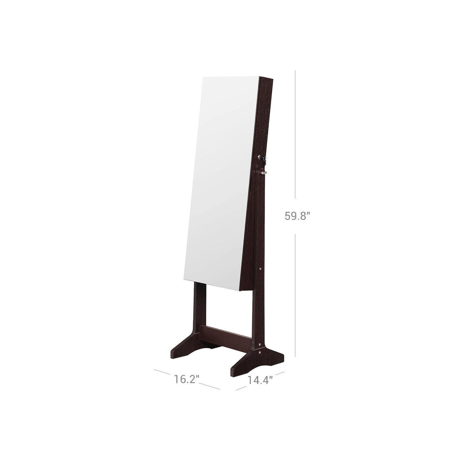 Brown Free-Standing Jewelry Armoire with Lock FredCo