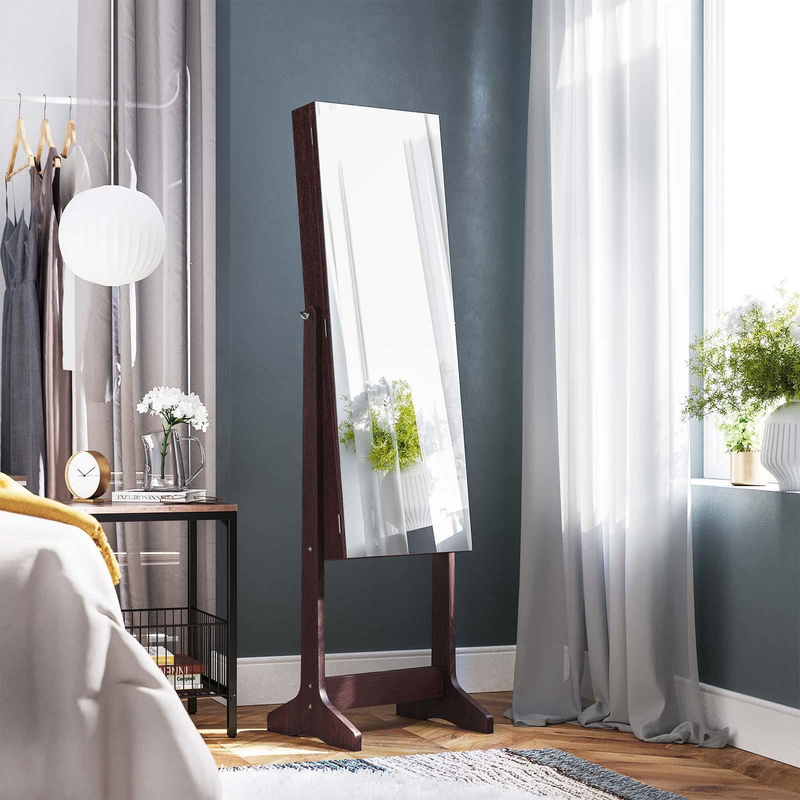 Brown Free-Standing Jewelry Armoire with Lock FredCo