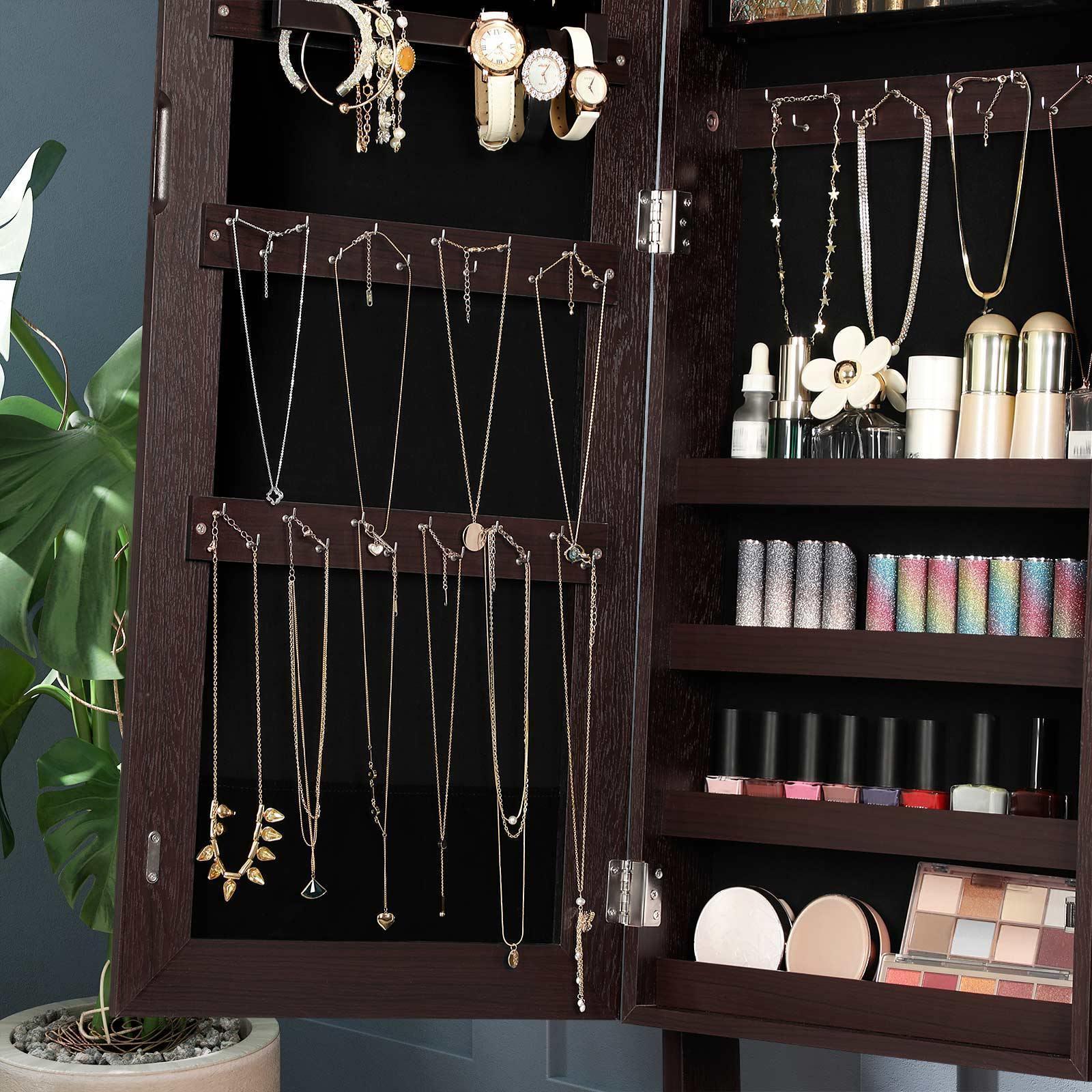 Brown Free-Standing Jewelry Armoire with Lock FredCo