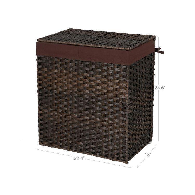 Brown Handwoven Double Laundry Hamper FredCo