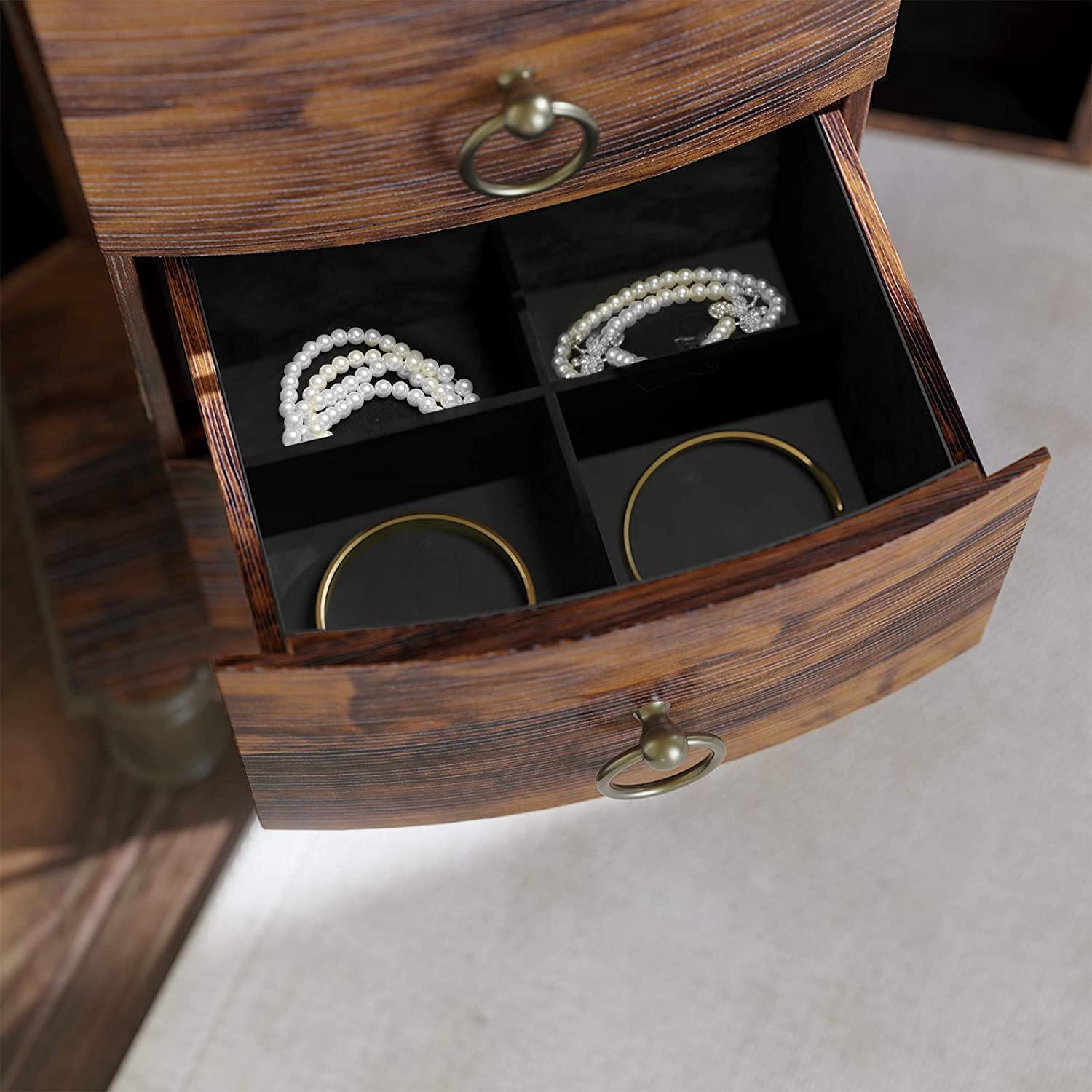 Brown Jewelry Storage Armoire with Mirror FredCo