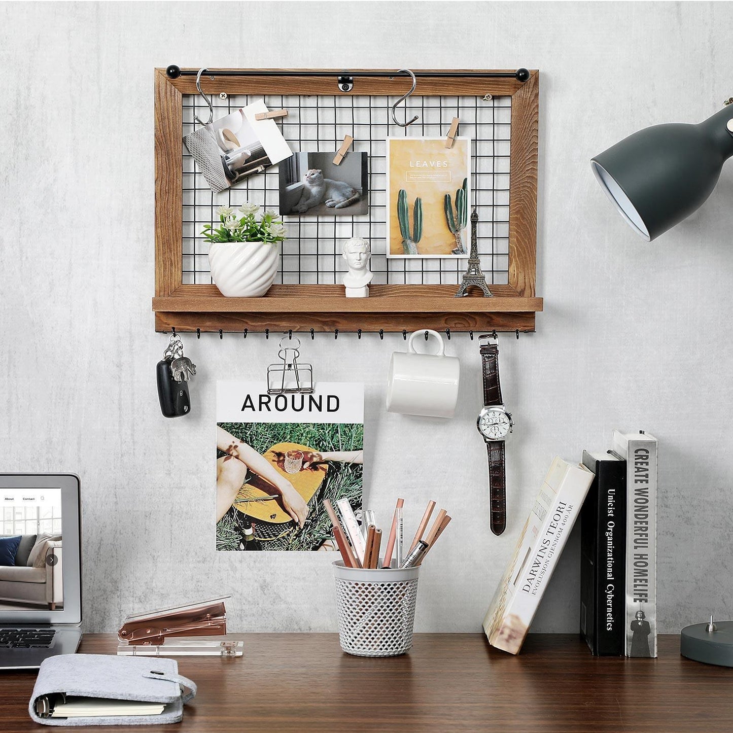 Brown Jewelry Wall Display with Shelf FredCo