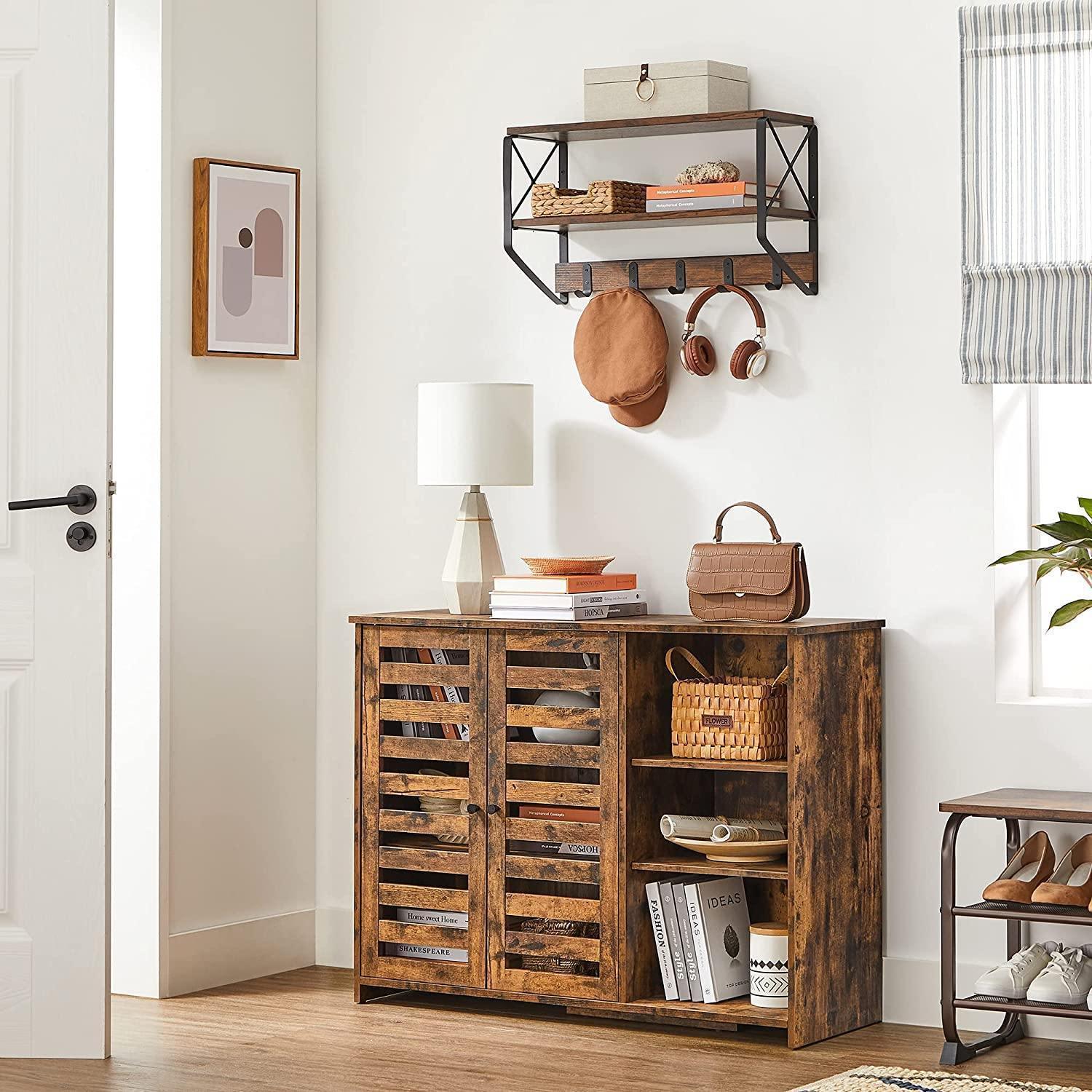Brown Kitchen Buffet Sideboard with Shelves FredCo