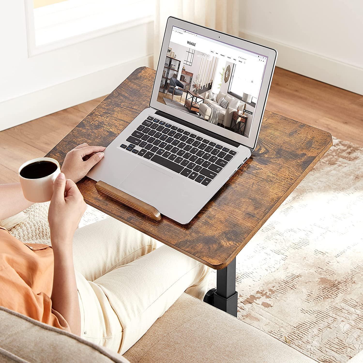Brown Mobile Laptop Table with Tilting Top FredCo