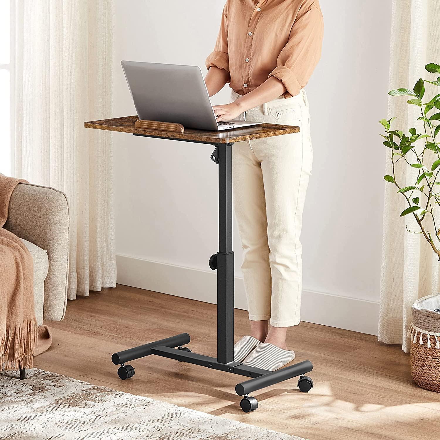 Brown Mobile Laptop Table with Tilting Top FredCo