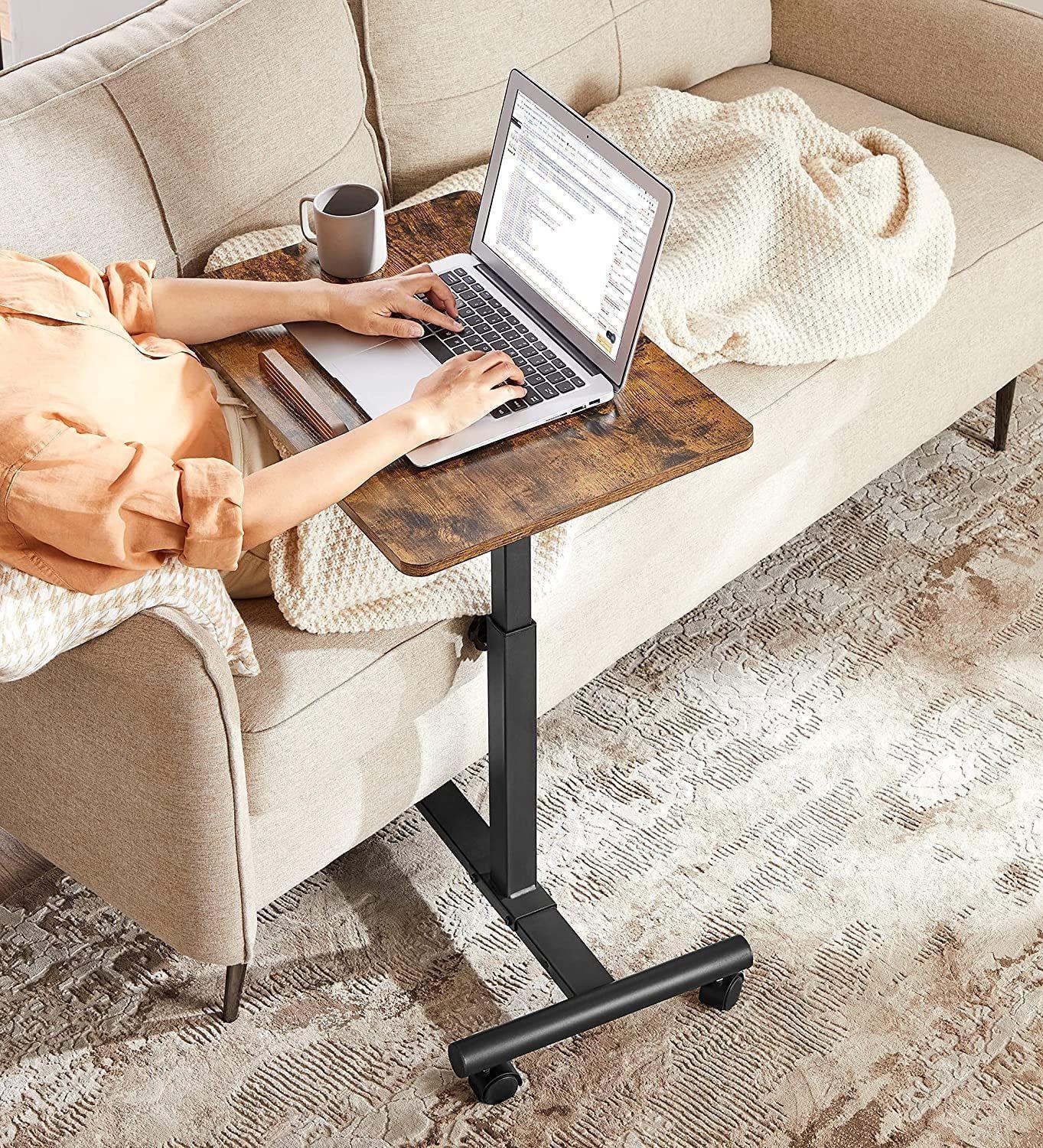 Brown Mobile Laptop Table with Tilting Top FredCo