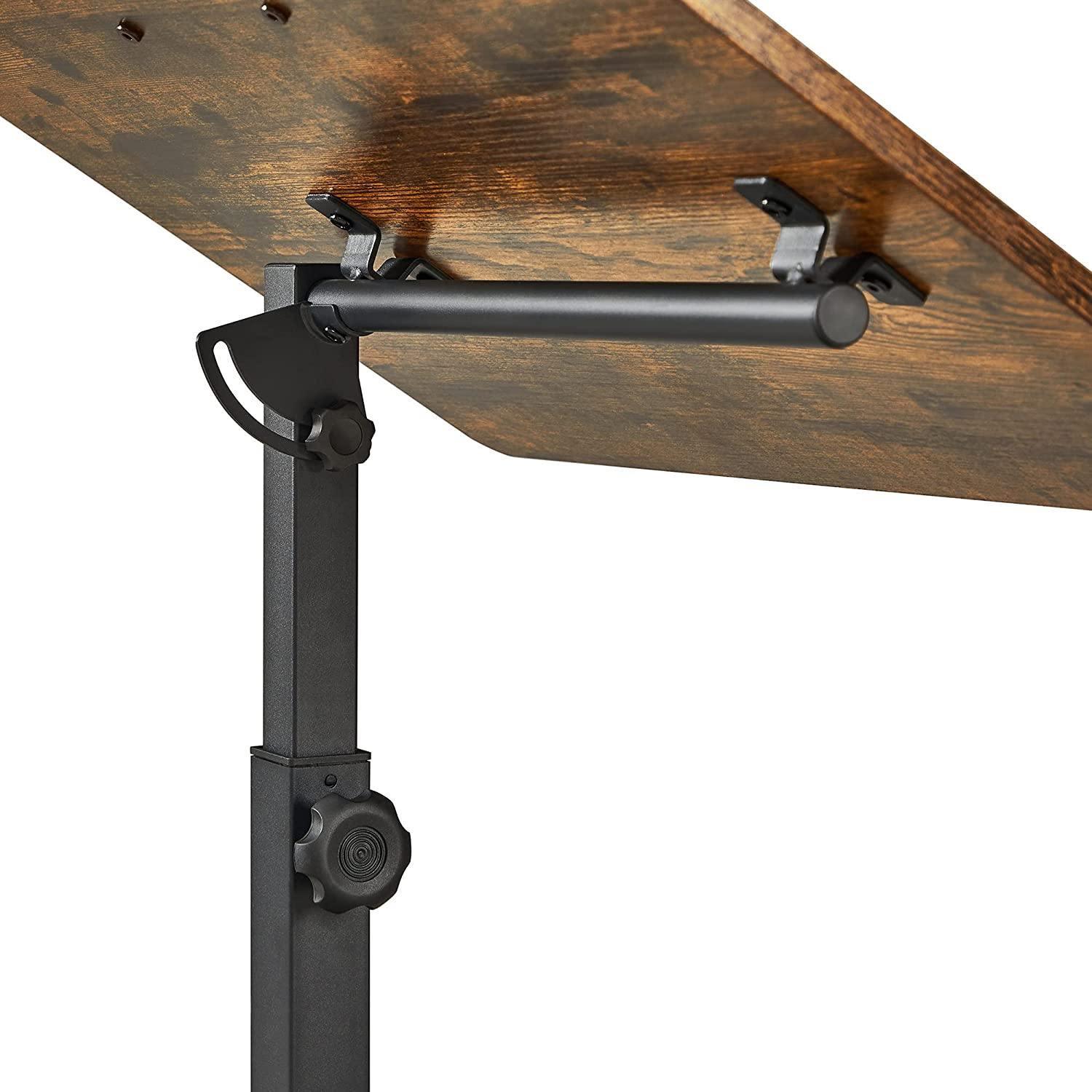 Brown Mobile Laptop Table with Tilting Top FredCo