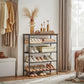 Brown Shoe Storage Rack with 4 Fabric Shelves FredCo