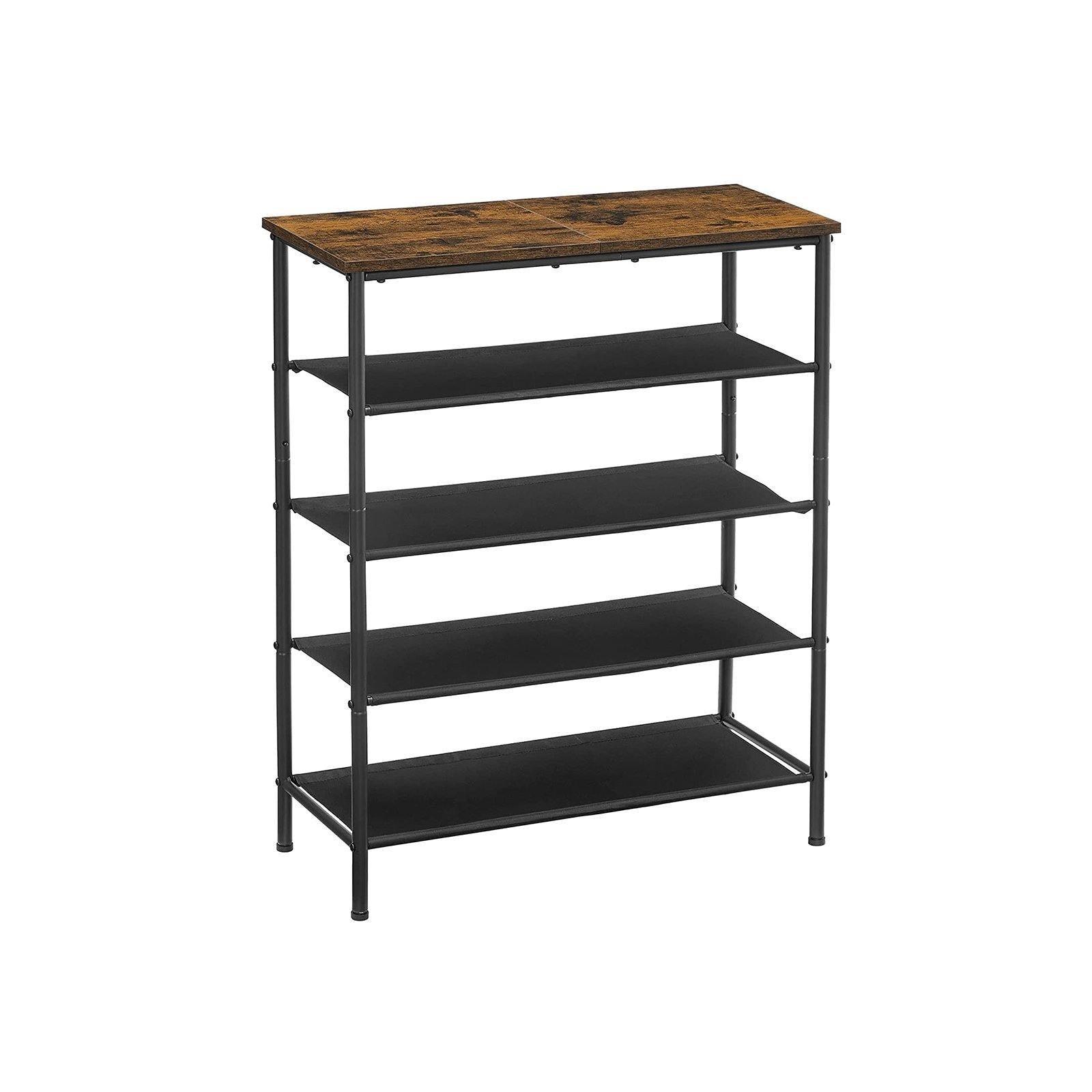 Brown Shoe Storage Rack with 4 Fabric Shelves FredCo