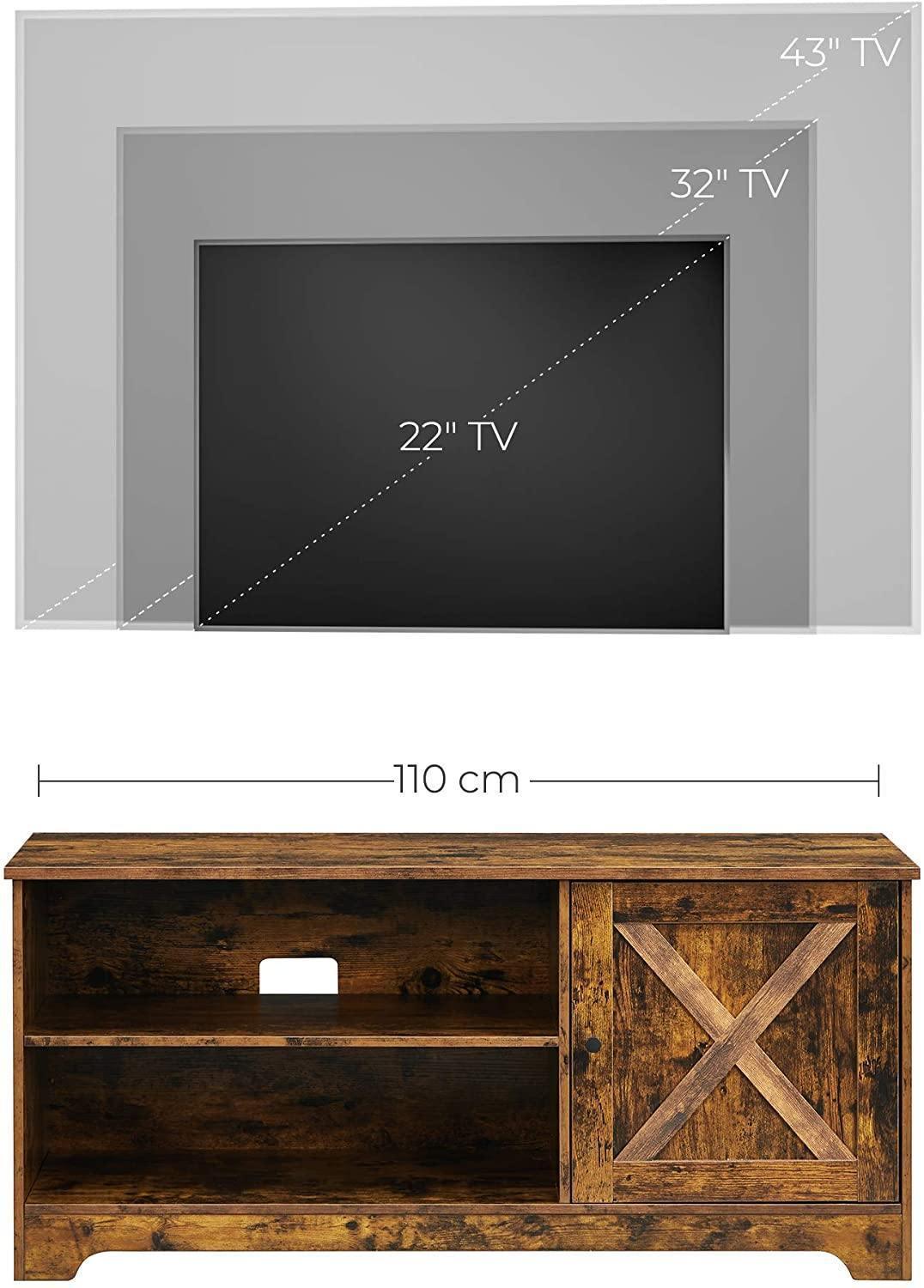 Brown TV Bench with Cabinet & Shelf FredCo