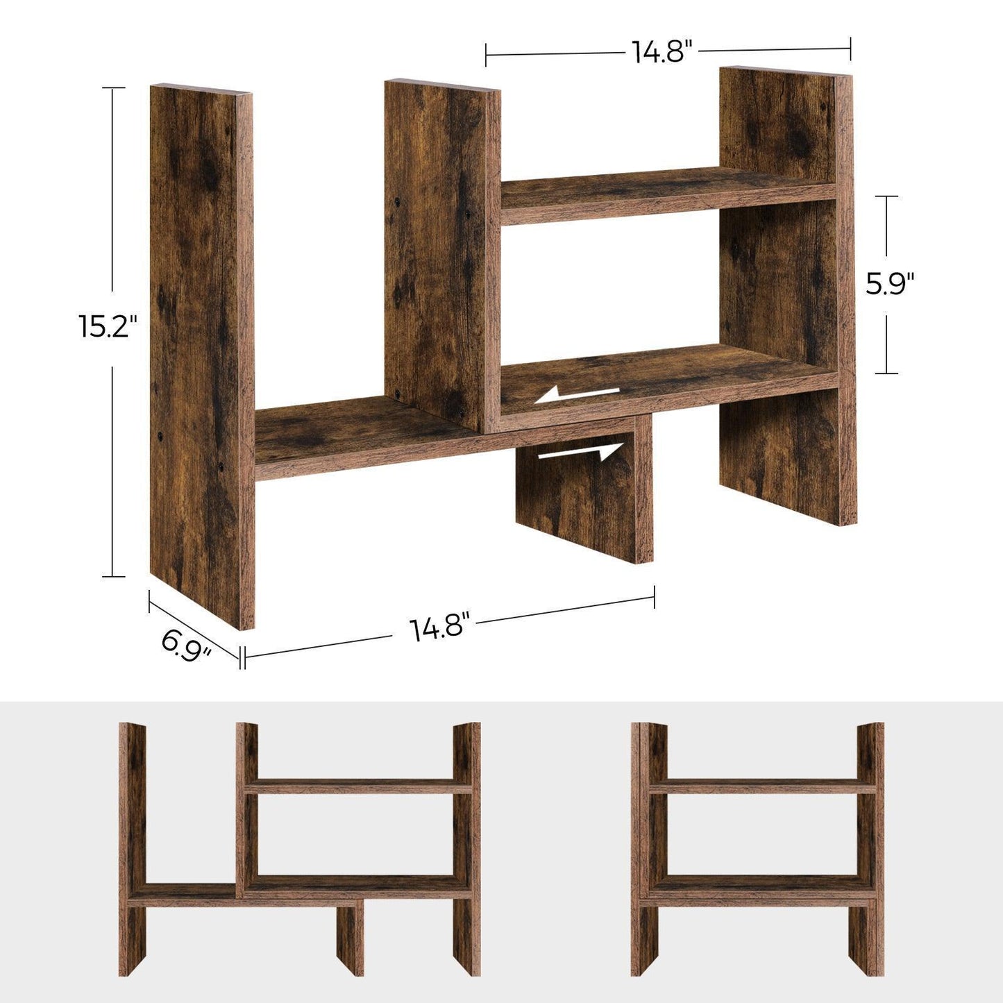Brown Wooden Desktop Organizer Storage Rack FredCo