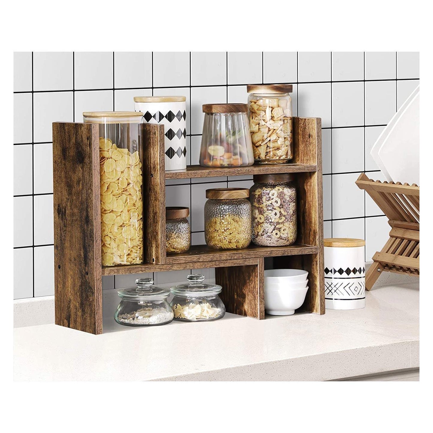 Brown Wooden Desktop Organizer Storage Rack FredCo