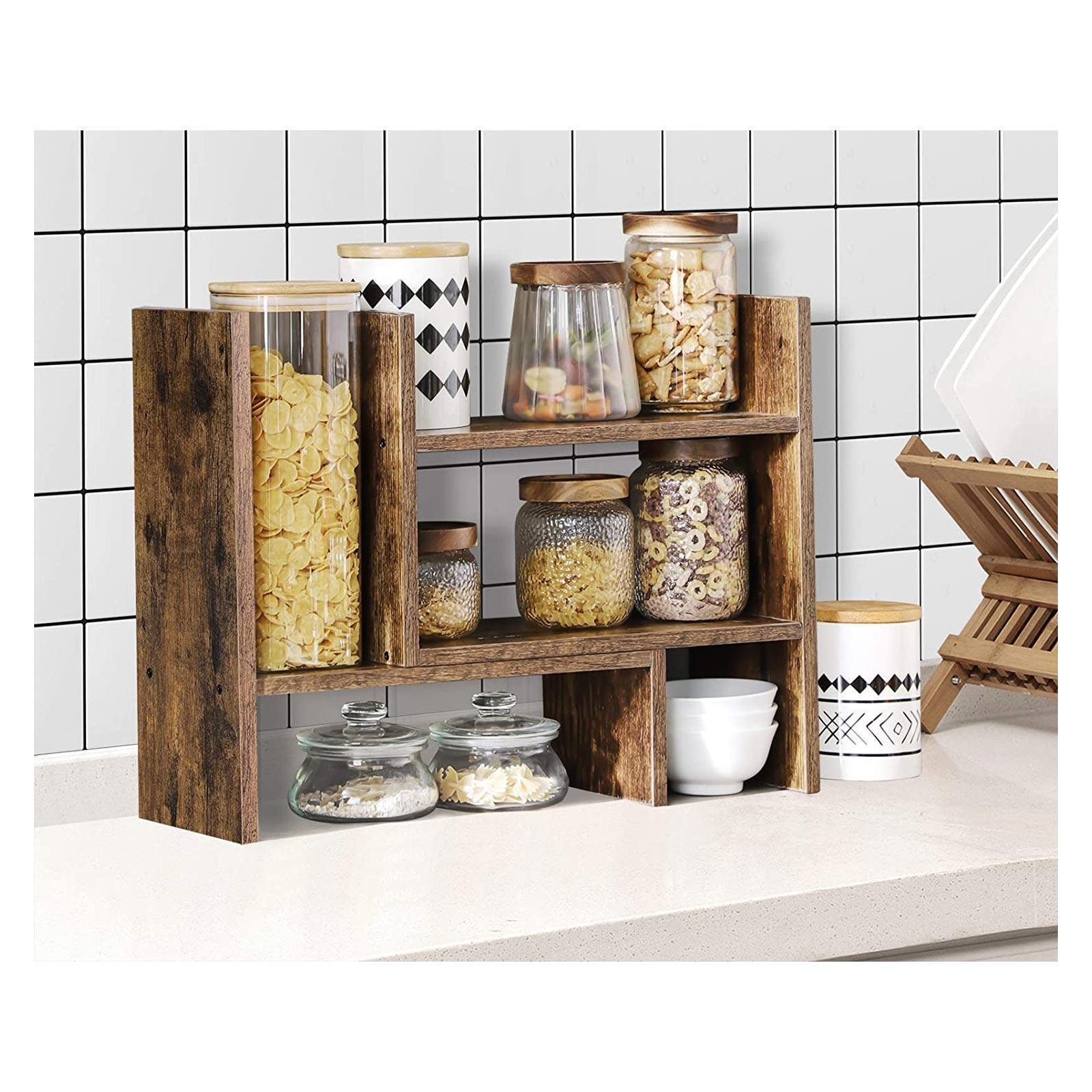 Brown Wooden Desktop Organizer Storage Rack FredCo