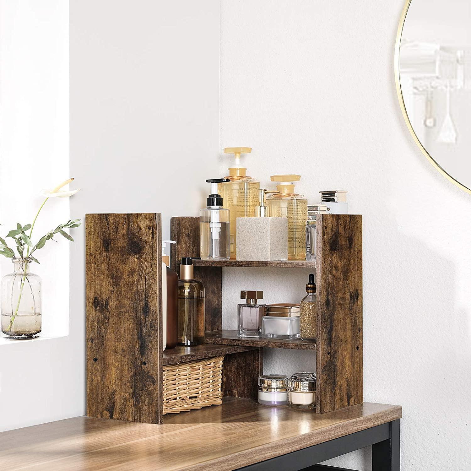 Brown Wooden Desktop Organizer Storage Rack FredCo