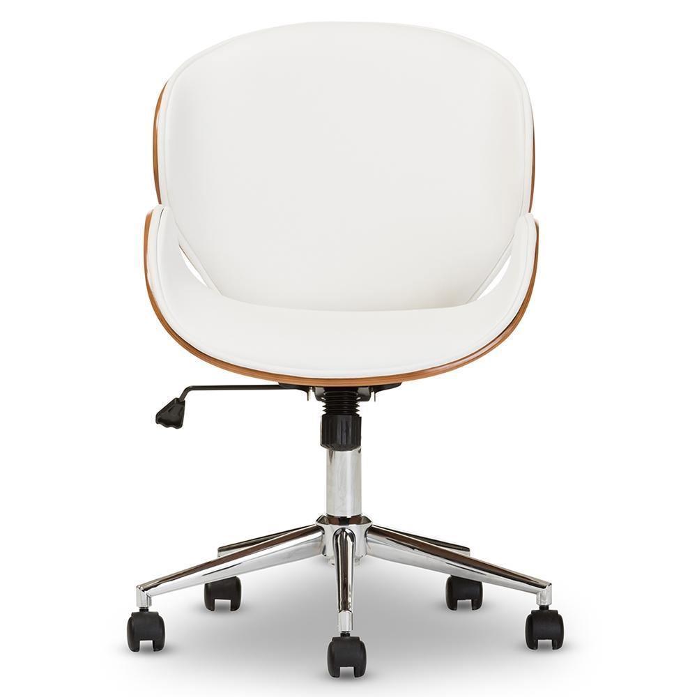 Bruce Modern and Contemporary White and Walnut Office Chair FredCo