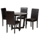 Bruna Modern Dark Brown Faux Leather and Espresso Brown Finished Wood 5-Piece Dining Set FredCo