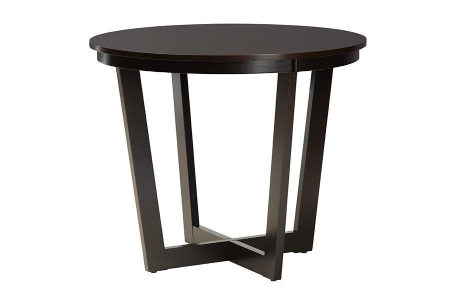 Bruna Modern Dark Brown Faux Leather and Espresso Brown Finished Wood 5-Piece Dining Set FredCo