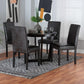 Bruna Modern Dark Brown Faux Leather and Espresso Brown Finished Wood 5-Piece Dining Set FredCo