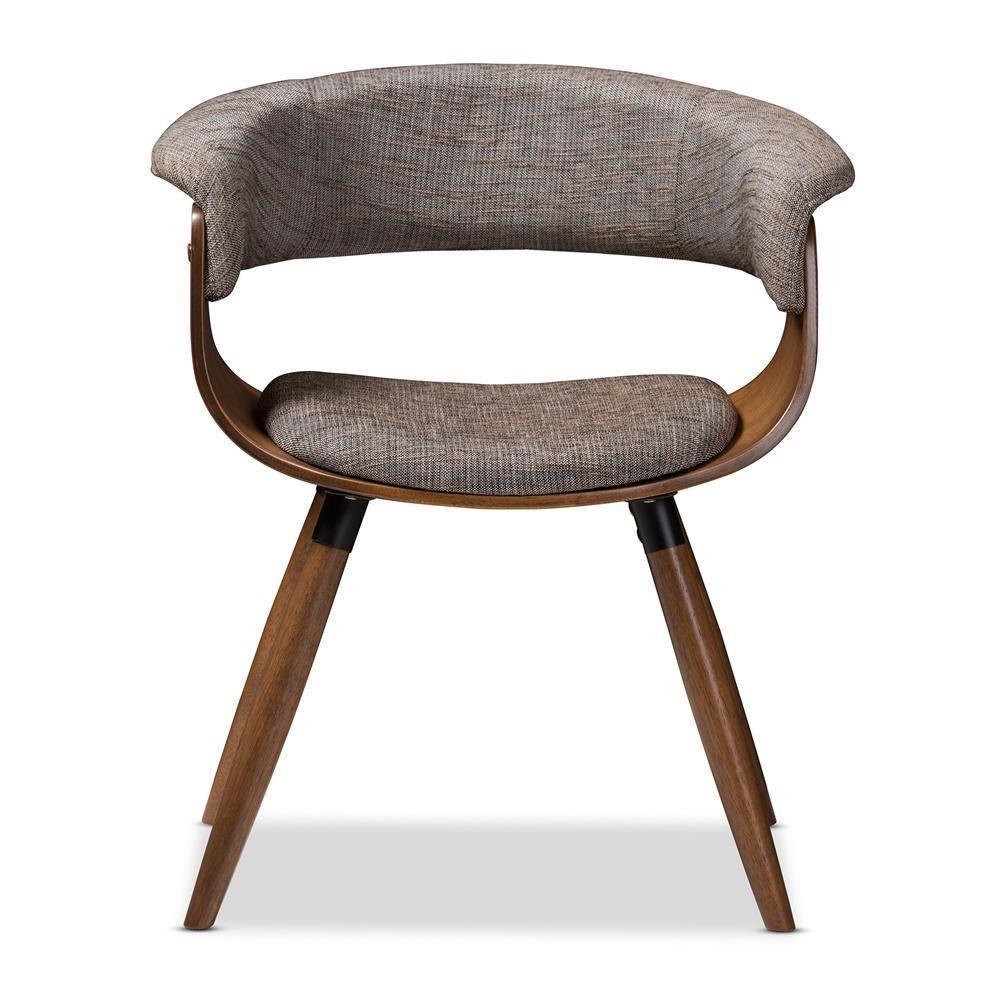Bryce Mid-Century Modern Grey Fabric Upholstered Walnut Finished Bent Wood Dining Chair FredCo