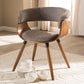 Bryce Mid-Century Modern Grey Fabric Upholstered Walnut Finished Bent Wood Dining Chair FredCo
