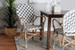 Bryson Modern French Blue and White Weaving and Natural Rattan Bistro Chair FredCo
