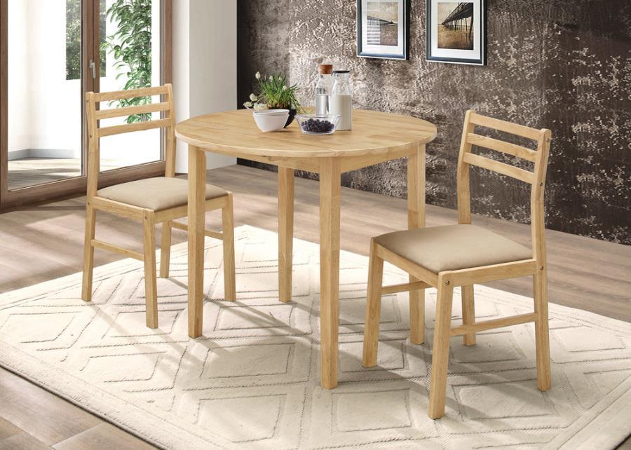 Bucknell 3-Piece Dining Set With Drop Leaf Natural And Tan 130006 Coaster FredCo