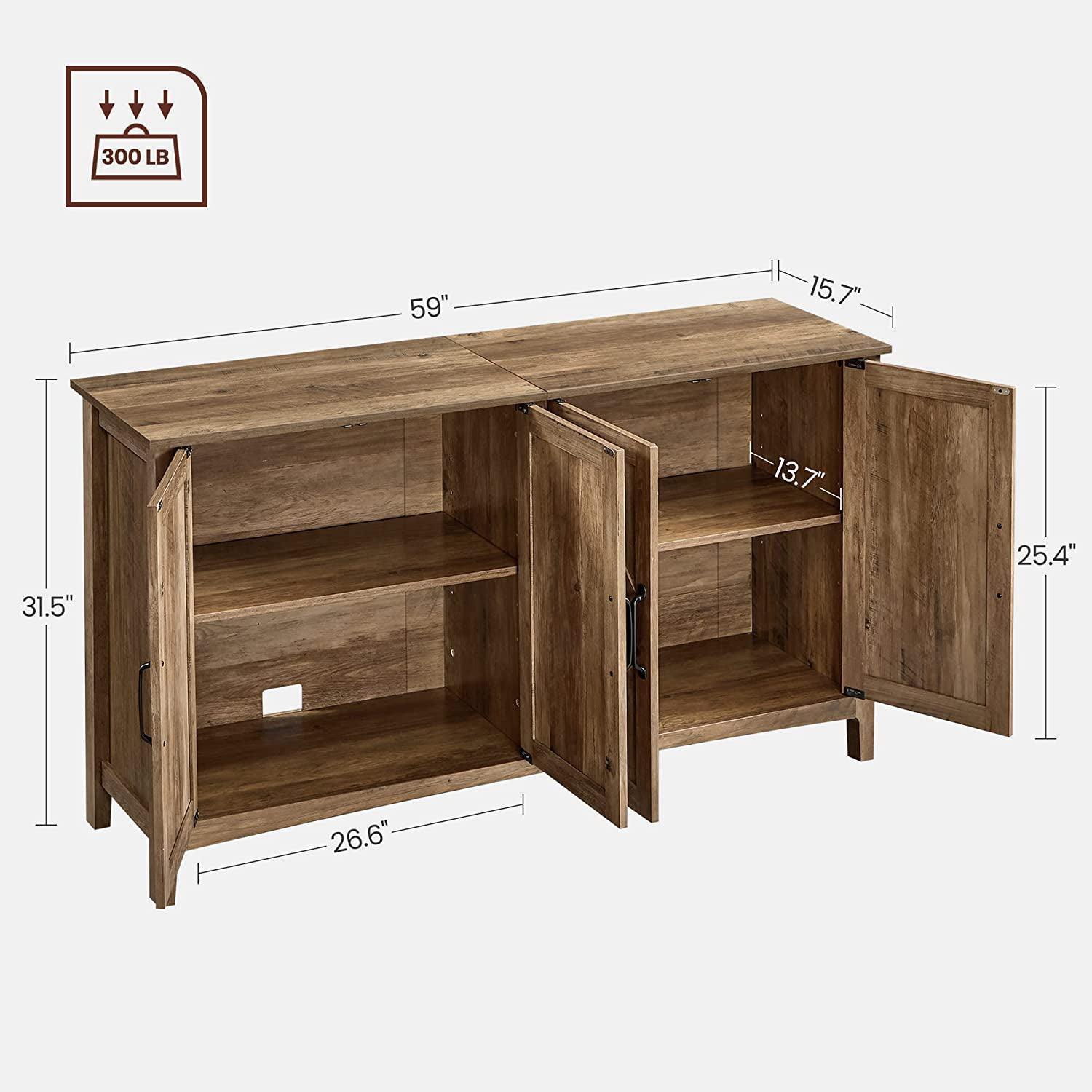 Buffet Cabinet, Entryway Rustic Walnut FredCo