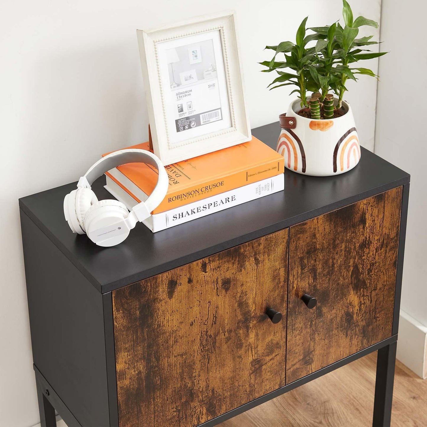 Buffet Cabinet Rustic Brown and Black FredCo