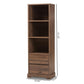 Burnwood Modern and Contemporary Walnut Brown Finished Wood 2-Drawer Bookcase FredCo