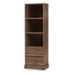 Burnwood Modern and Contemporary Walnut Brown Finished Wood 2-Drawer Bookcase FredCo