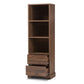 Burnwood Modern and Contemporary Walnut Brown Finished Wood 2-Drawer Bookcase FredCo