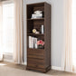 Burnwood Modern and Contemporary Walnut Brown Finished Wood 2-Drawer Bookcase FredCo