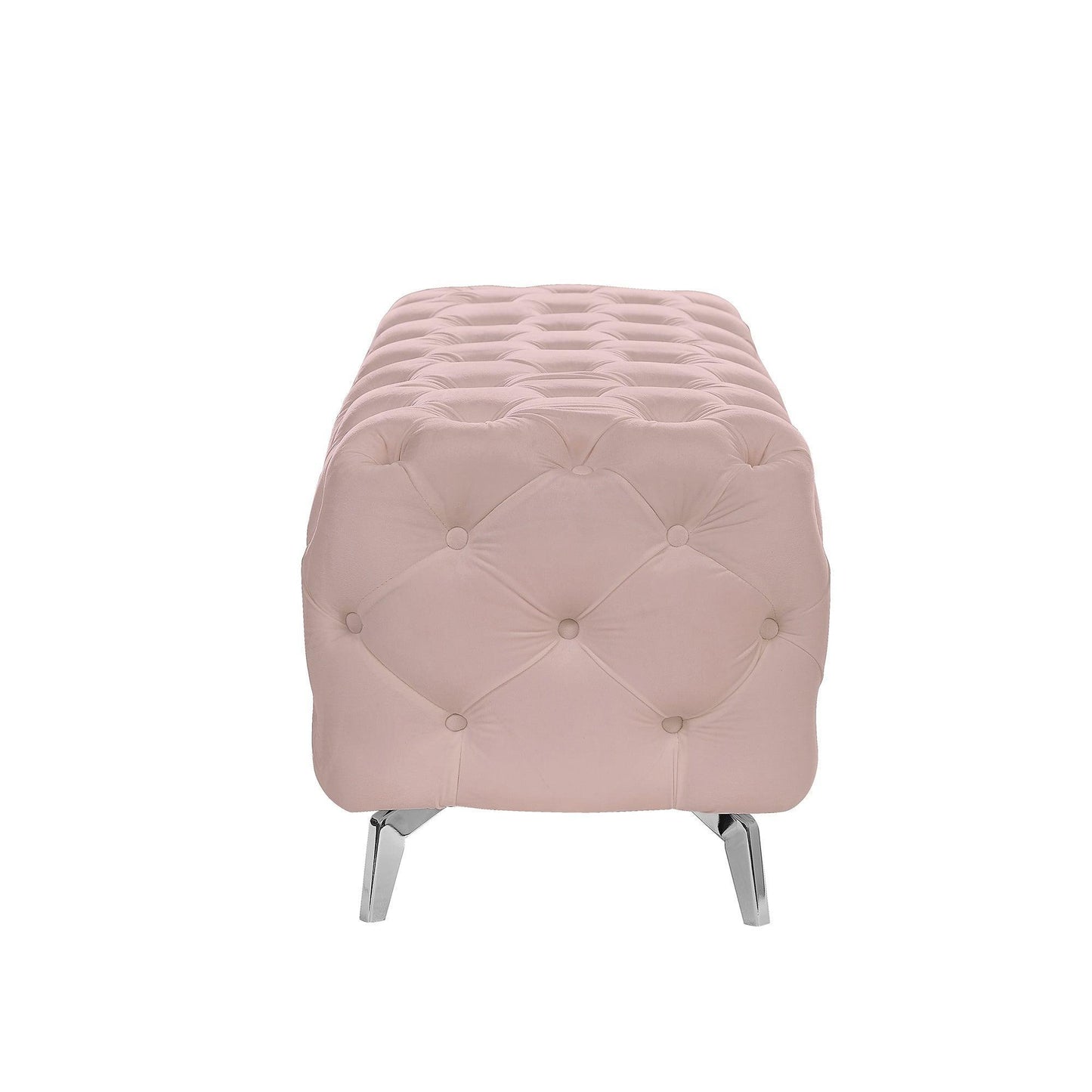 Button-Tufted Ottoman Bench, Upholstered Velvet Footrest Stool Accent Bench FredCo