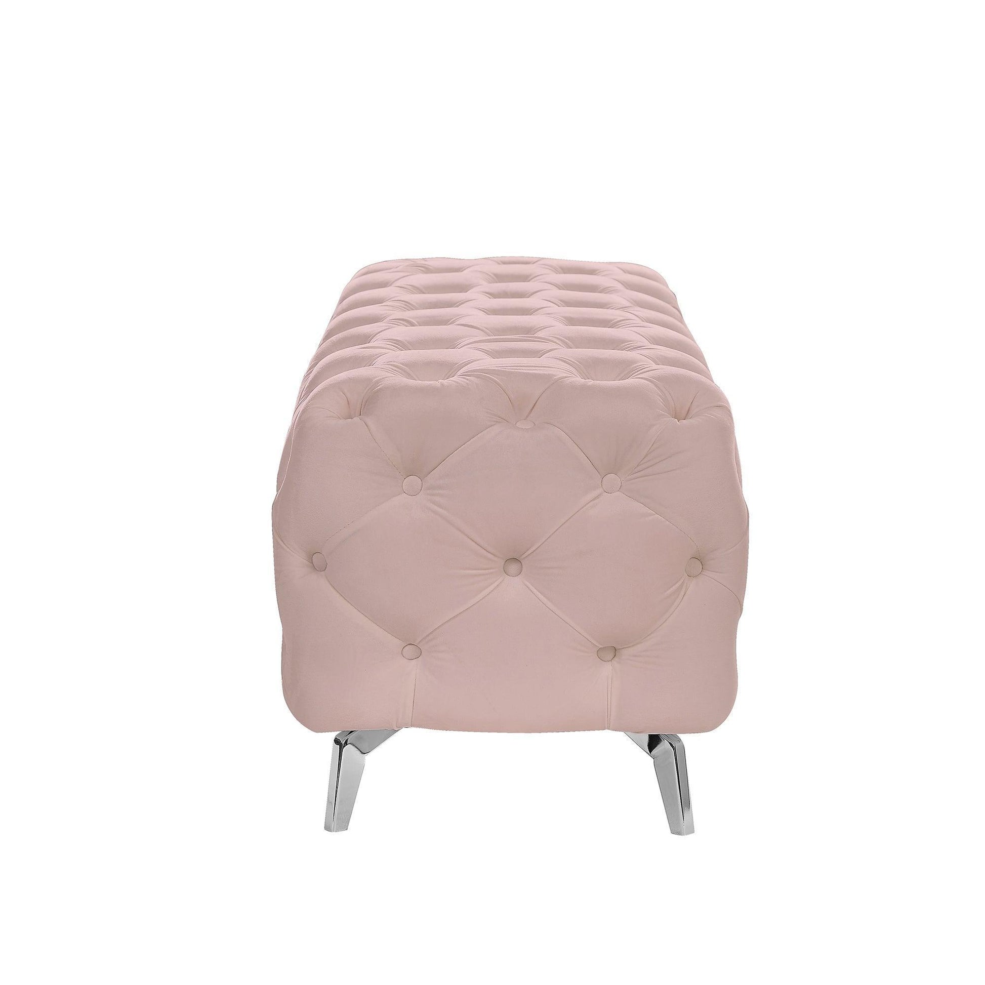 Button-Tufted Ottoman Bench, Upholstered Velvet Footrest Stool Accent Bench FredCo