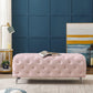 Button-Tufted Ottoman Bench, Upholstered Velvet Footrest Stool Accent Bench FredCo