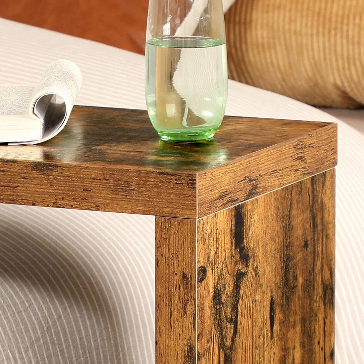 C-Shaped Bedside Table Rustic Brown FredCo