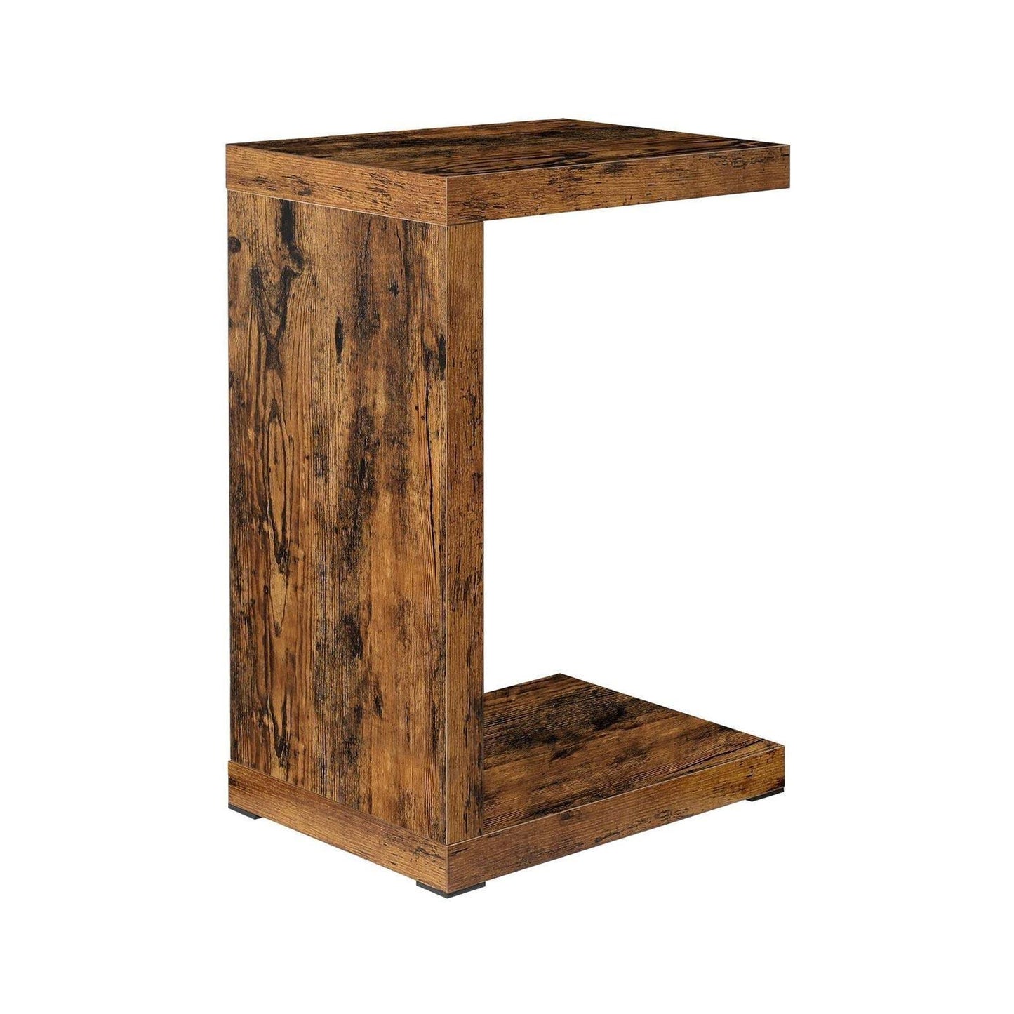 C-Shaped Bedside Table Rustic Brown FredCo