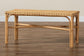 Cacaban Modern Bohemian Natural Brown Rattan Accent Bench FredCo