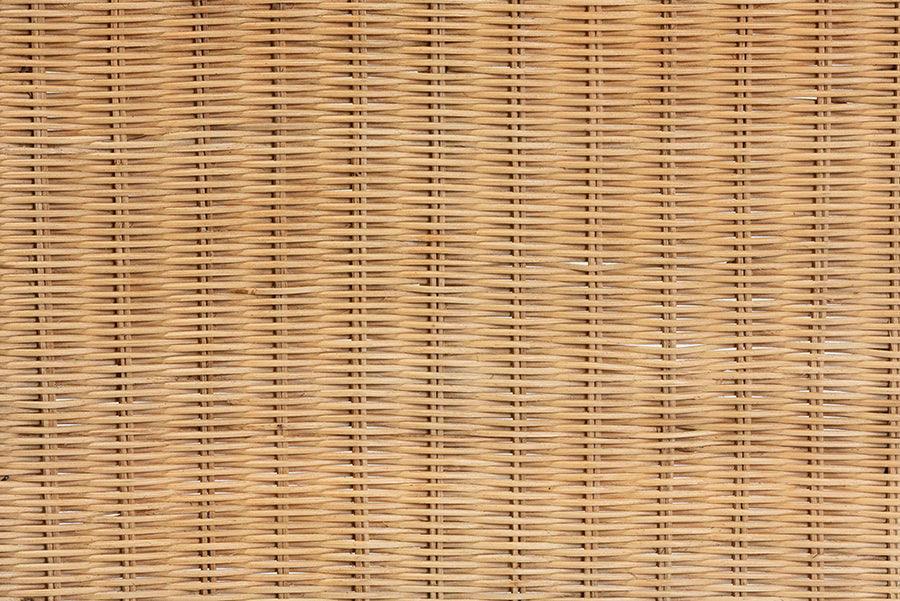 Cacaban Modern Bohemian Natural Brown Rattan Accent Bench FredCo