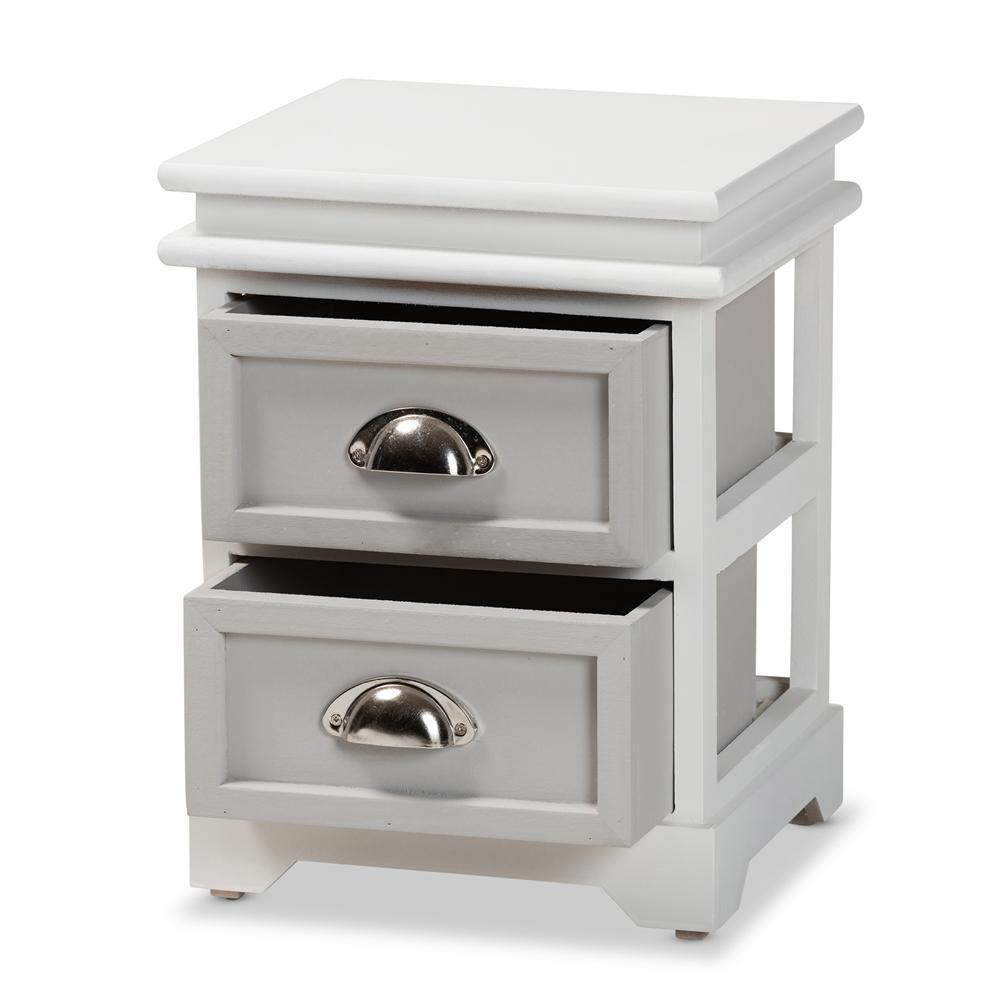 Cachet Modern and Contemporary Two-Tone Grey and White Finished Wood 2-Drawer Nightstand FredCo
