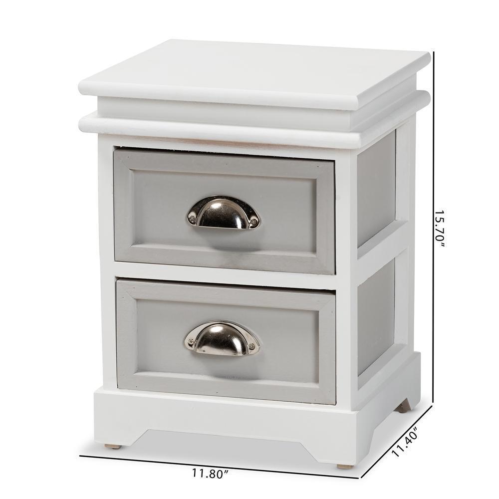 Cachet Modern and Contemporary Two-Tone Grey and White Finished Wood 2-Drawer Nightstand FredCo
