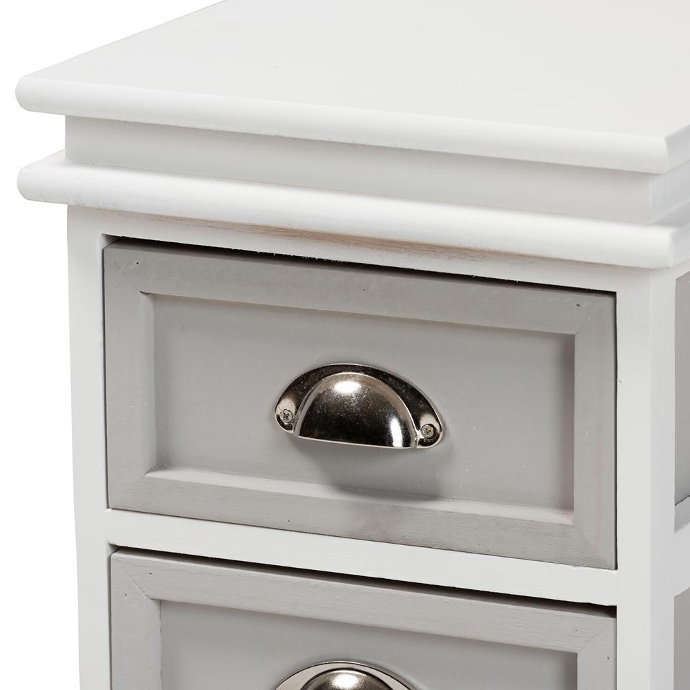 Cachet Modern and Contemporary Two-Tone Grey and White Finished Wood 2-Drawer Nightstand FredCo